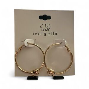 Ivory Ella Gold Elephant Charm Hoops